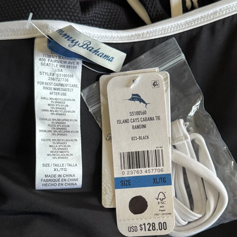 Tommy Bahama Island Cays Cabana Tie-Front Bandeau Tankini Top